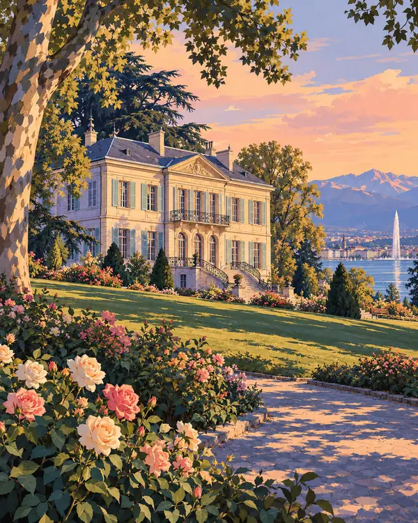 Carte postale illustrée : Parc La Grange.