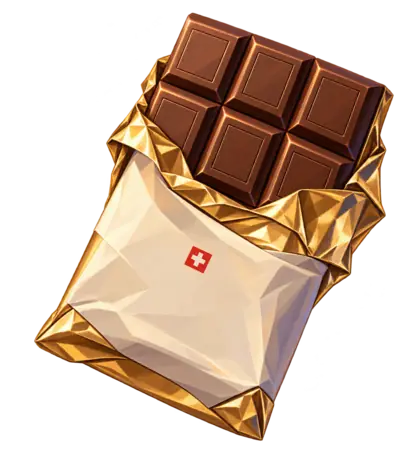Une tablette de chocolat suisse, illustration.