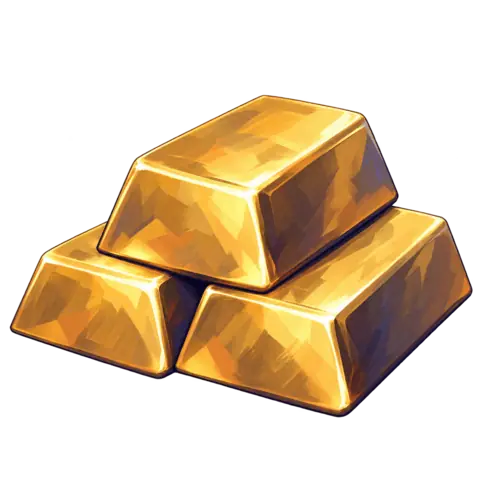 Trois lingots d'or, illustration.